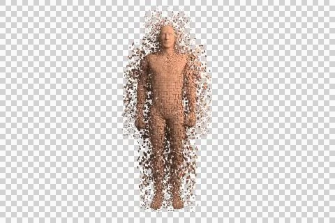 Full length of digital pixelated brown 3d man Stock Illustration