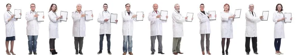 Full length group of doctors with notepad isolated 写真素材