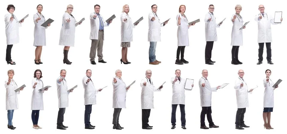 Full length group of doctors with notepad isolated 写真素材