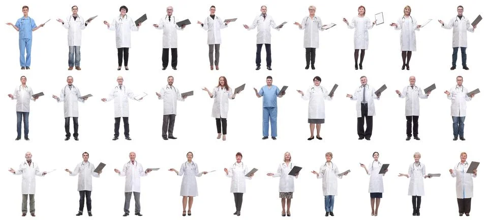 Full length group of doctors with notepad isolated 写真素材