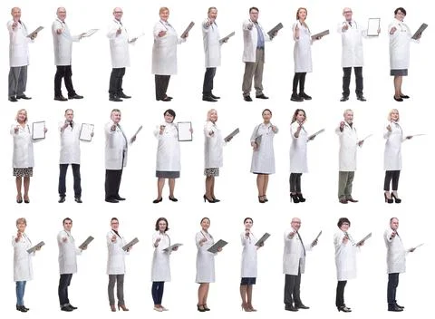 Full length group of doctors with notepad isolated 写真素材