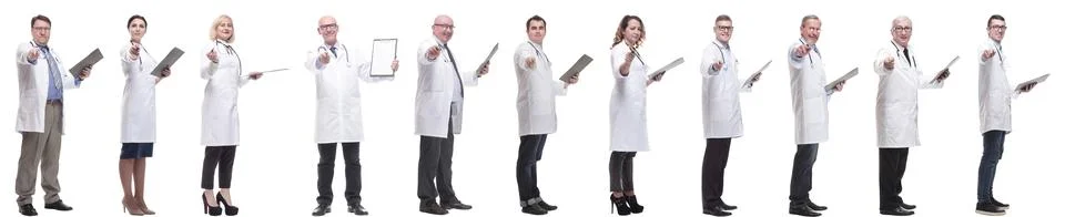 Full length group of doctors with notepad isolated 写真素材