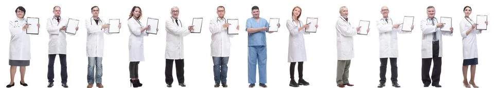 Full length group of doctors with notepad isolated 写真素材