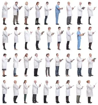 Full length group of doctors with notepad isolated 写真素材