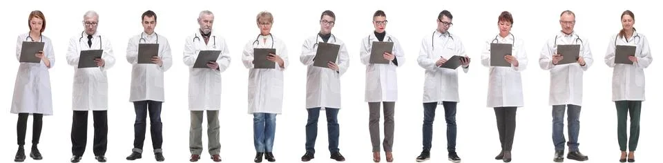 Full length group of doctors with notepad isolated 写真素材