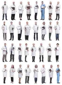 Full length group of doctors with notepad isolated 写真素材
