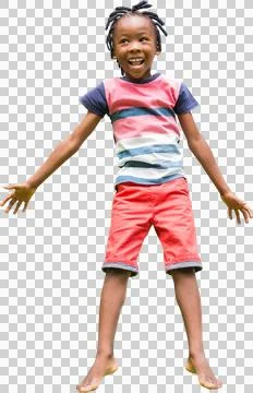 Full length of joyful boy looking away Stock Photos