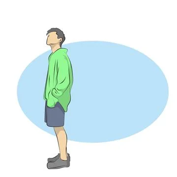 Full length of man looking up with blue blank space illustration vector Stock Illustration