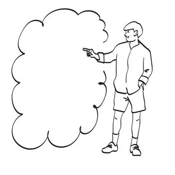 Full length of man pointing in one direction on bubble speech illustration Stock Illustration