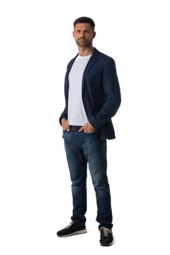 Full length man portrait on white Stock Photos