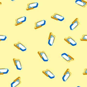 Full length mirror bedroom interior isometric icon seamless pattern Stock Illustration