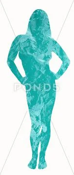 Full-length nude female water silhouette Stock Illustration