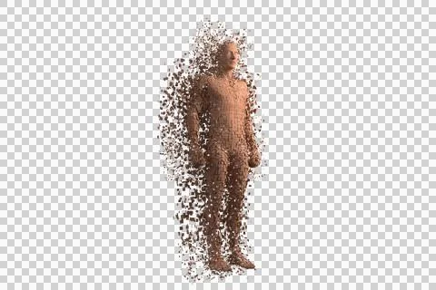Full length of pixelated brown 3d man Stock Illustration