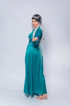Full length portrait of a standing back princess in a medieval, fantasy Stock Photos