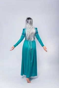Full length portrait of a standing back princess in a medieval, fantasy Stock Photos