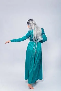 Full length portrait of a standing back princess in a medieval, fantasy Stock Photos