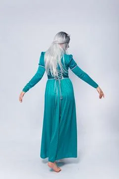 Full length portrait of a standing back princess in a medieval, fantasy Stock Photos