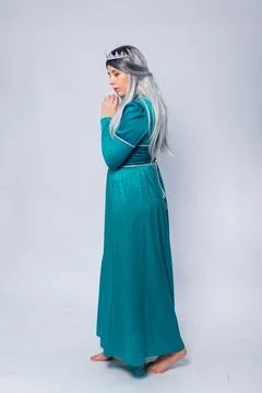 Full length portrait of a standing back princess in a medieval, fantasy Stock Photos