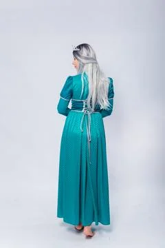 Full length portrait of a standing back princess in a medieval, fantasy Stock Photos