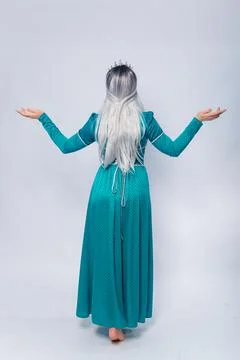 Full length portrait of a standing back princess in a medieval, fantasy Stock Photos