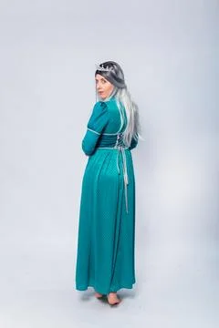 Full length portrait of a standing back princess in a medieval, fantasy Stock Photos