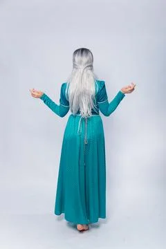 Full length portrait of a standing back princess in a medieval, fantasy Stock Photos