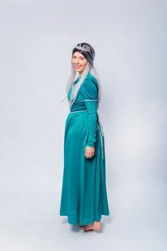 Full length portrait of a standing back princess in a medieval, fantasy Stock Photos