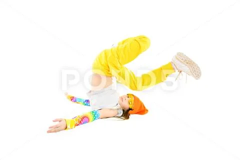 A full length portrait of a young active girl posing in the studio. Sport fas Stock Photos