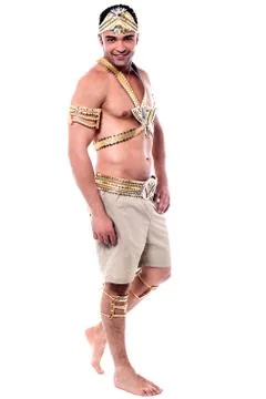 Full length of samba dancer over white Stock Photos