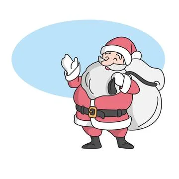 Full length of Santa Claus holding big bag illustration vector hand drawn Stock Illustration
