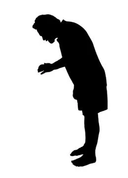 Full length side profile portrait silhouette of a man looking down Stock Illustration