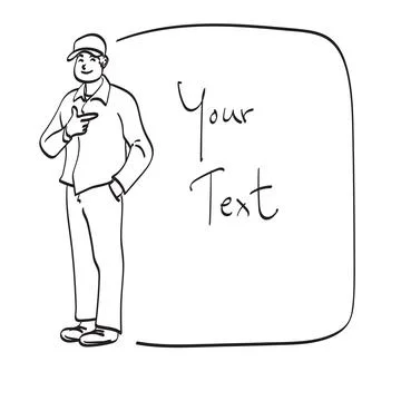 Full length of standing man with cap pointing on blank space illustration 스톡 일러스트