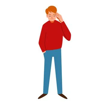 A full-length thinking man. The people forgot something. Stock Illustration