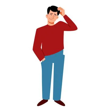 A full-length thinking man. The people forgot something. Illustrazione stock