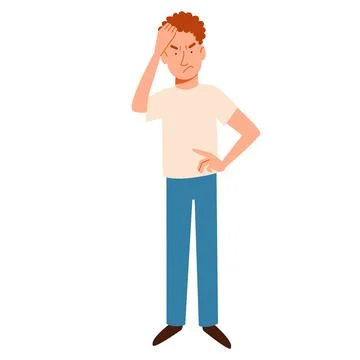 A full-length thinking man. The people forgot something. Stock Illustration