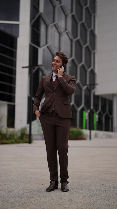 Full length vertical portrait of successful businessman with positive mood Stock Footage 290477129