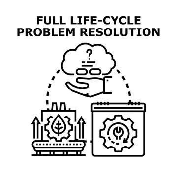 Full life cycle problem resolution process concept illustration Illustrazione stock