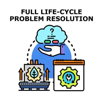 Full life cycle problem resolution process concept illustration Stock Illustration