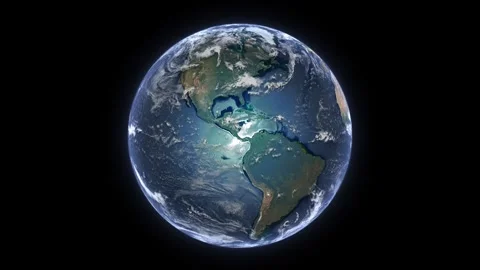 Full Lit Realistic Earth From Space Rotating Seamless Loop Stock Footage 253604223