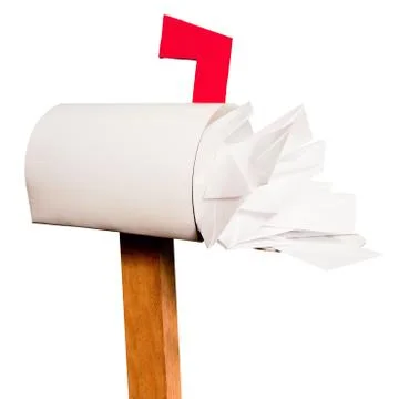 Full mailbox isolated on white background Stock Photos