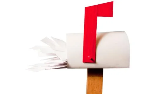 Full mailbox isolated on white background Stock Photos
