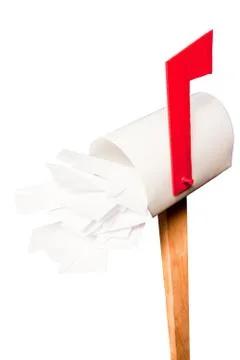 Full mailbox isolated on white background Stock Photos