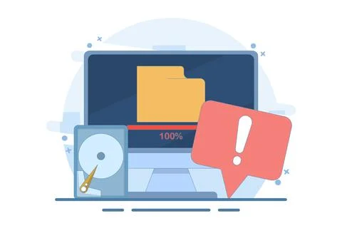 Full memory concept. File storage space is full. 스톡 일러스트