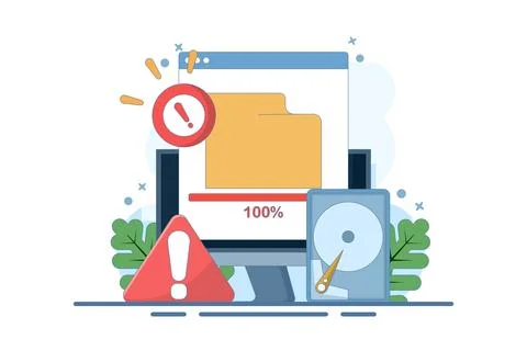 Full memory concept. File storage space is full. Stock Illustration