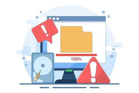 Full memory concept. File storage space is full. Stock Illustration