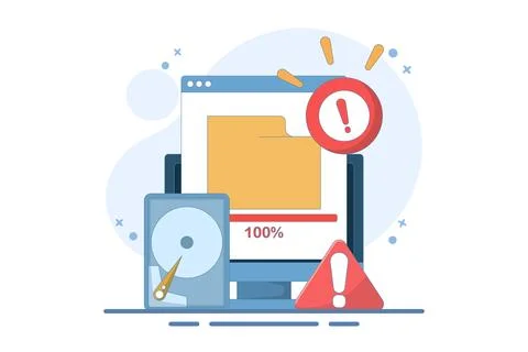 Full memory concept. File storage space is full. Stock Illustration