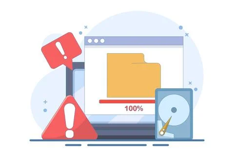Full memory concept. File storage space is full. 스톡 일러스트