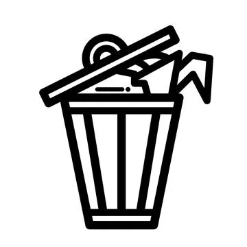 Full metal trash can vector icon Stock Illustration