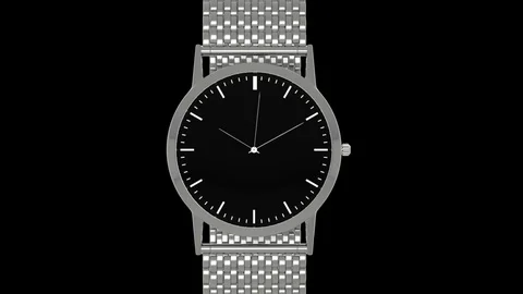 Full metal watch 3D Render with moving seconds hand every second Stock Footage 125629198