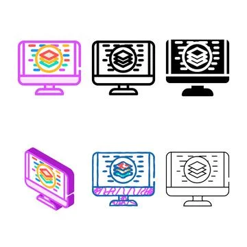 Full minimal stack development software color icon vector Stock Illustration